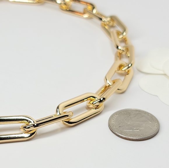 Chunky Paperclip Links Choker Necklace NEW - Picture 3 of 9